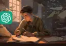 Boy Writing on Paper - ChatGPT Logo
