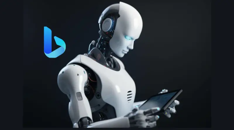 Robot Using Tablet - Bing Logo