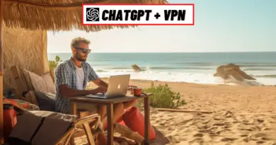 Man Using Laptop On The Beach - ChatGPT Logo